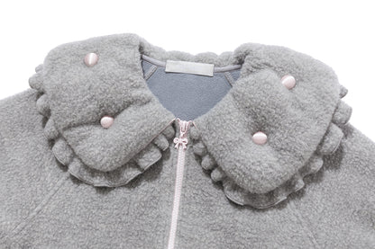 13DE MARZO Nighty Night Bear Cropped Jacket Grey