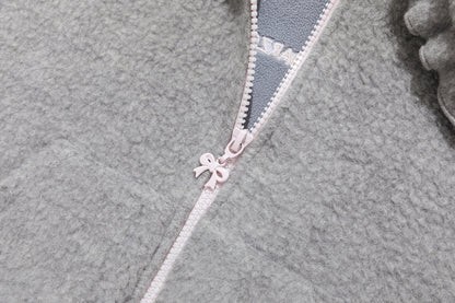 13DE MARZO Nighty Night Bear Cropped Jacket Grey