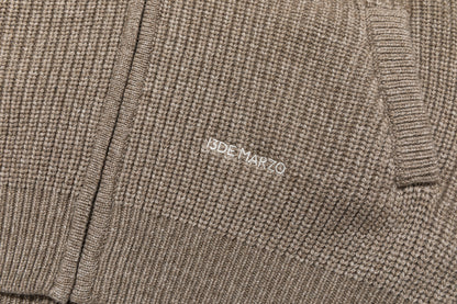 13DE MARZO Pom-pom Bear Fur Collar Knit Jacket Khaki