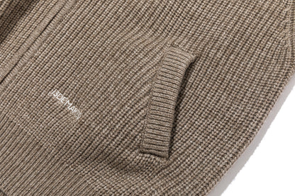 13DE MARZO Pom-pom Bear Fur Collar Knit Jacket Khaki