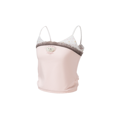 13DE MARZO Two-piece Style Fringe Camisole Pink