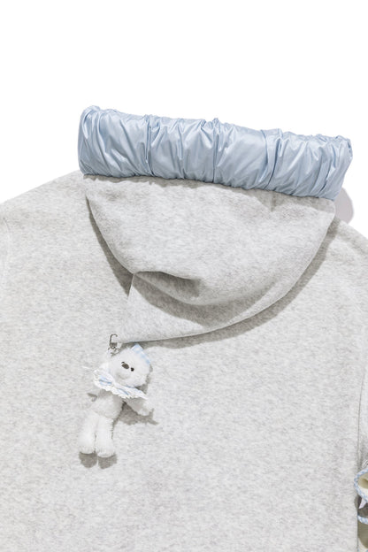 13DE MARZO Nighty Night Bear Lace Hoodie Grey