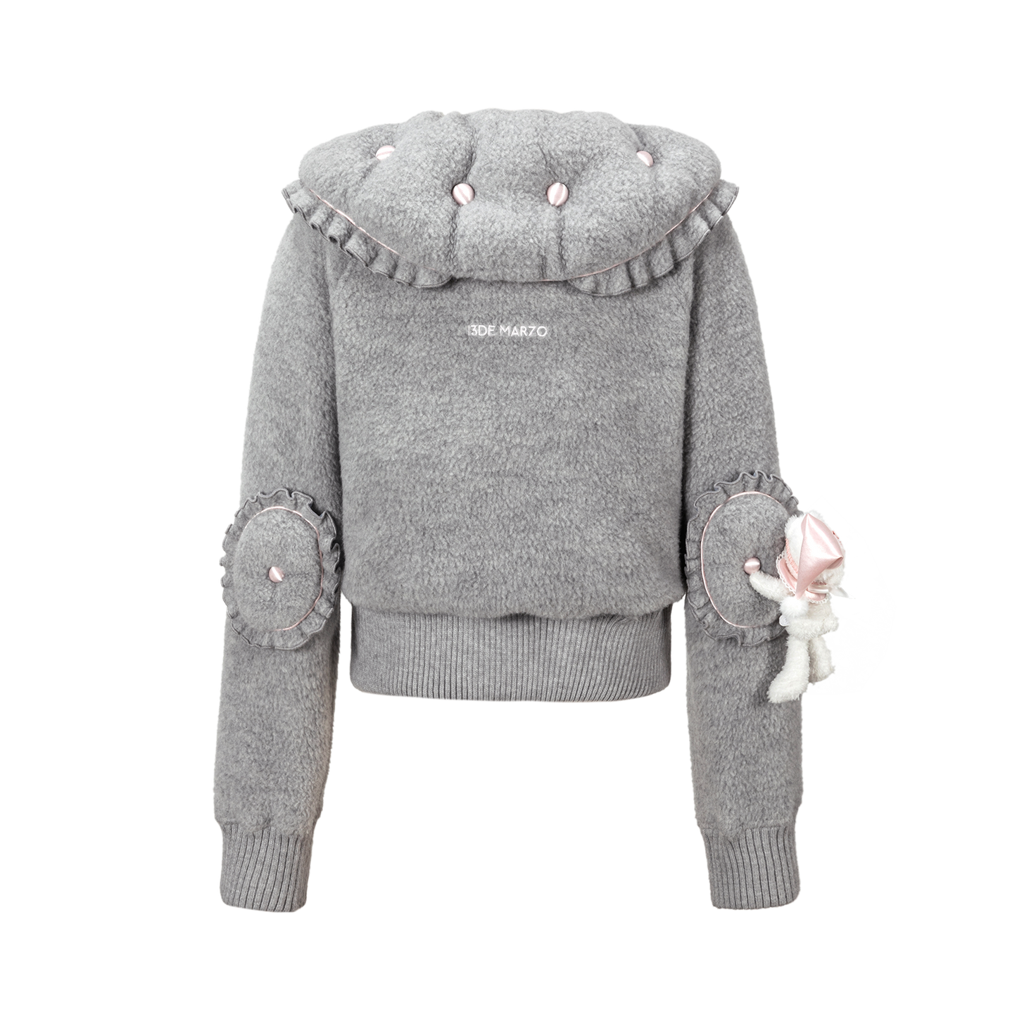 13DE MARZO Nighty Night Bear Cropped Jacket Grey