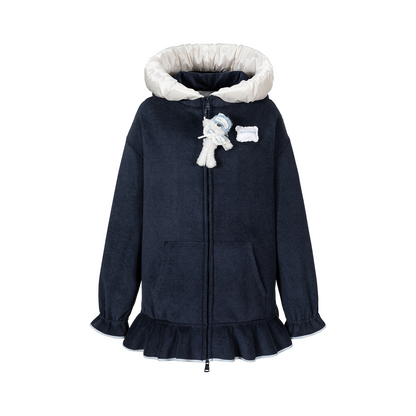 13DE MARZO Nighty Night Bear Lace Hoodie Navy Blue
