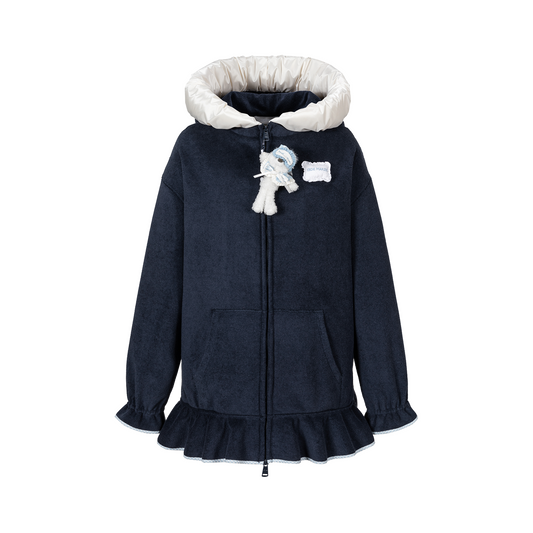 13DE MARZO Nighty Night Bear Lace Hoodie Navy Blue
