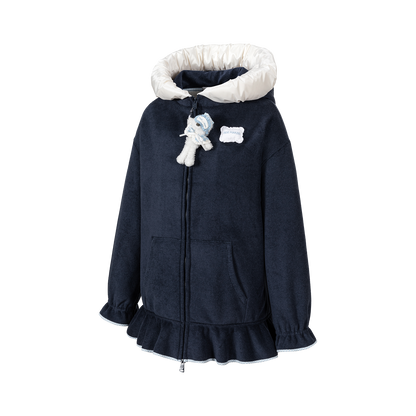 13DE MARZO Nighty Night Bear Lace Hoodie Navy Blue