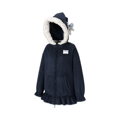 13DE MARZO Nighty Night Bear Lace Hoodie Navy Blue