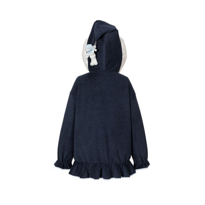 13DE MARZO Nighty Night Bear Lace Hoodie Navy Blue