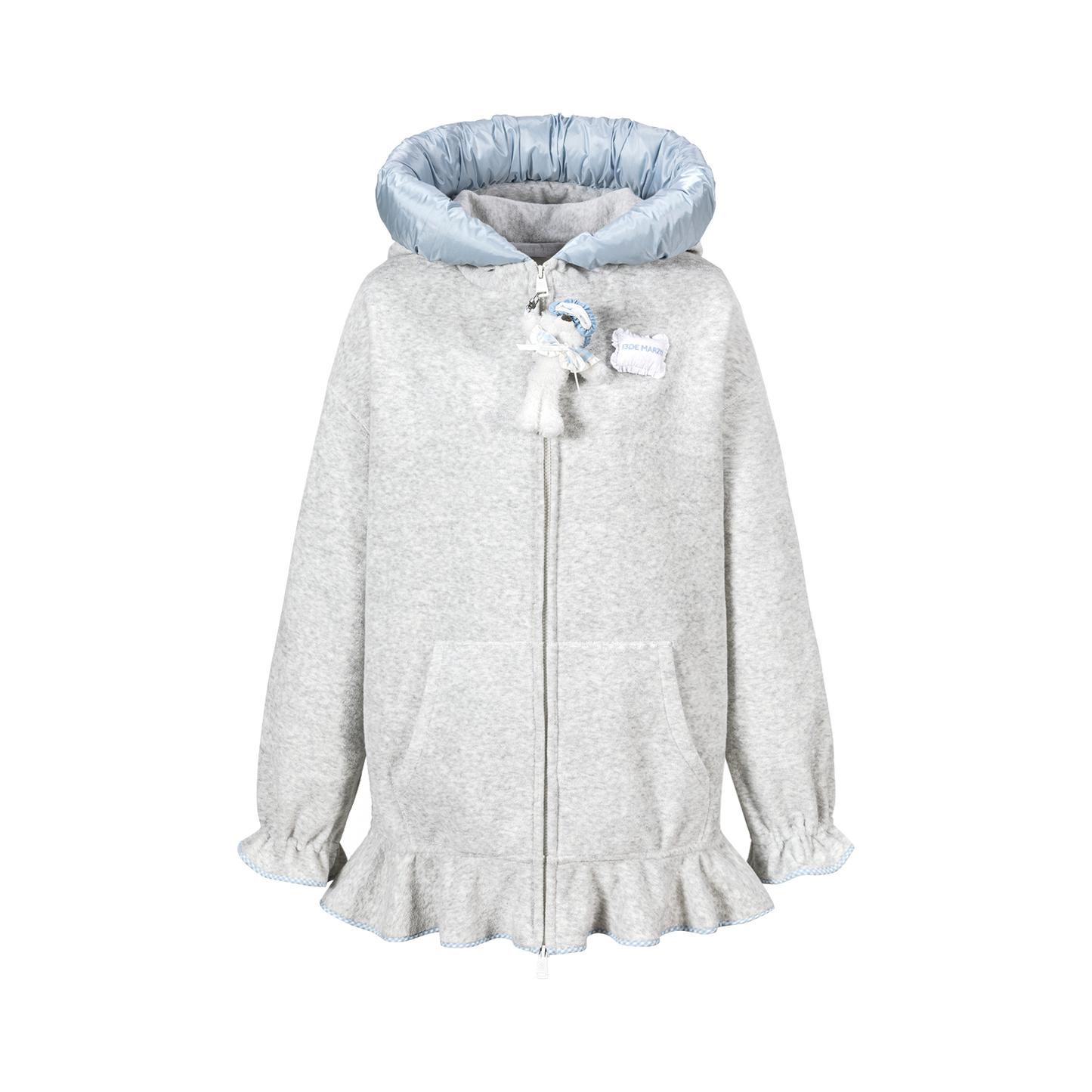 13DE MARZO Nighty Night Bear Lace Hoodie Grey