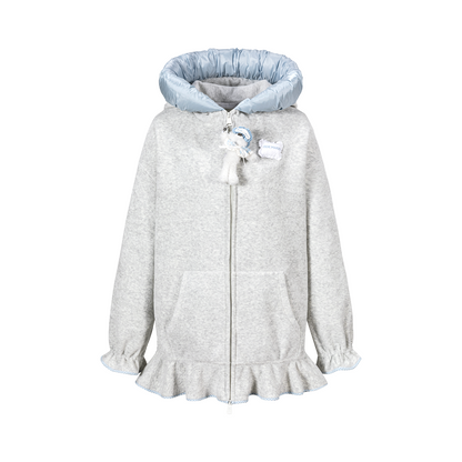 13DE MARZO Nighty Night Bear Lace Hoodie Grey