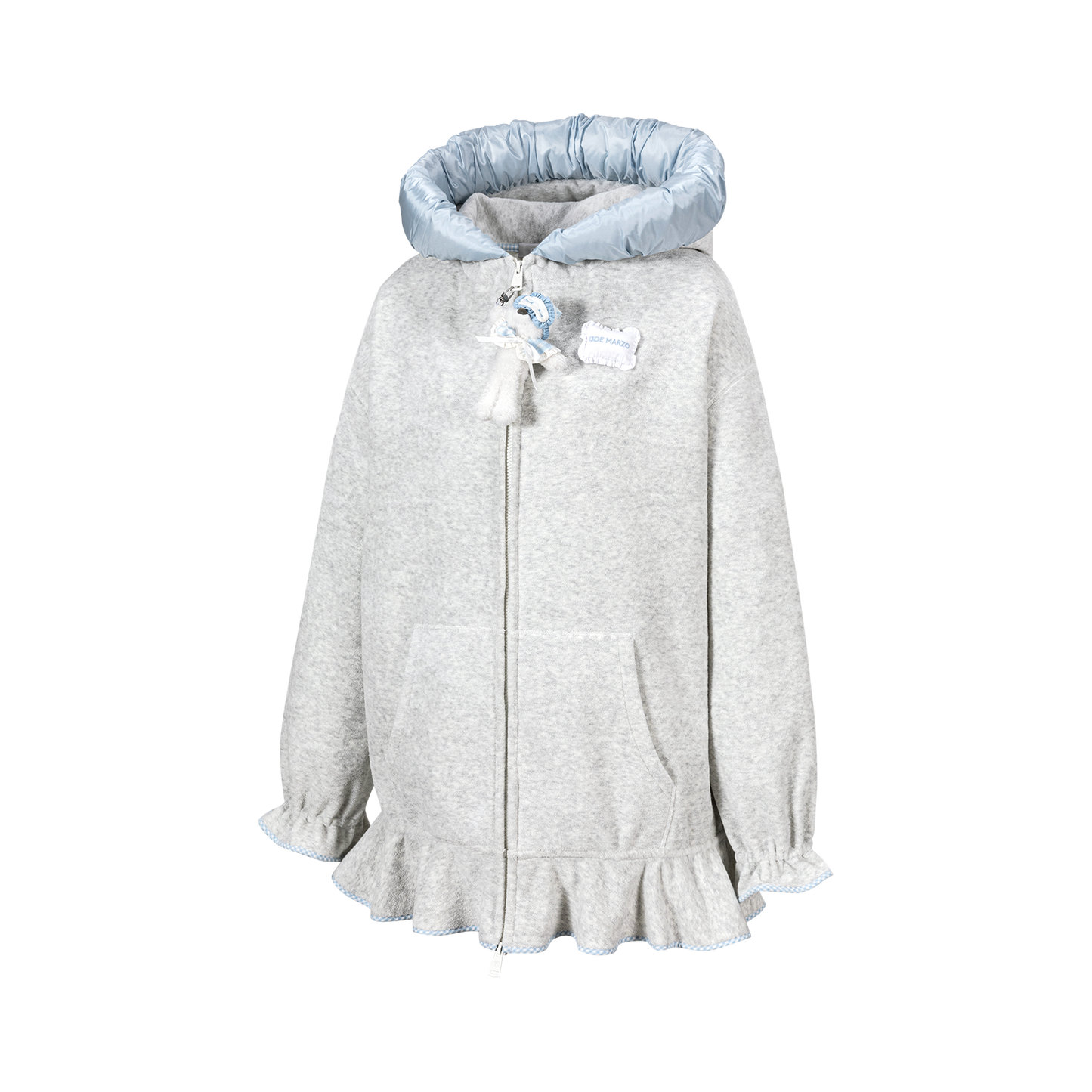 13DE MARZO Nighty Night Bear Lace Hoodie Grey