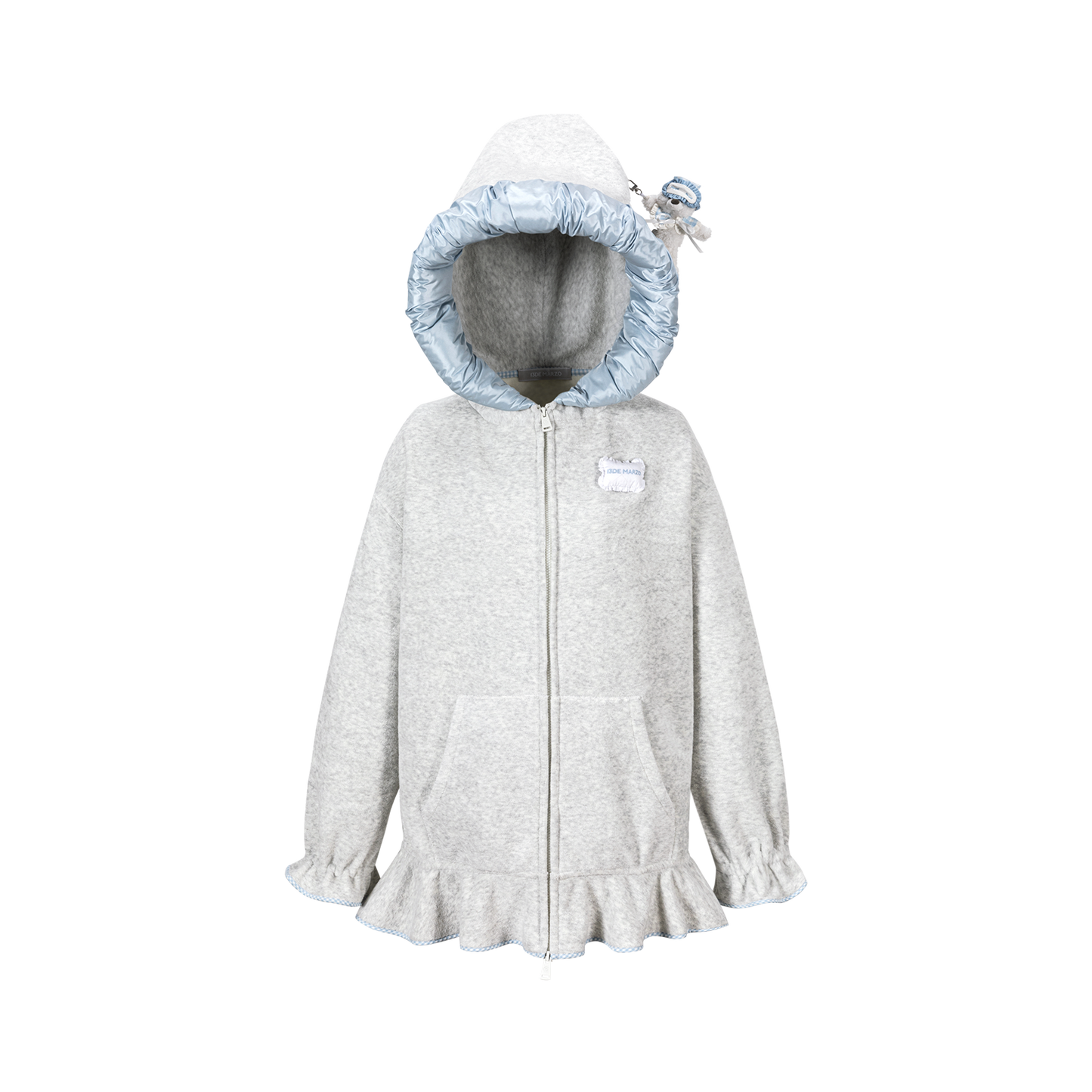 13DE MARZO Nighty Night Bear Lace Hoodie Grey