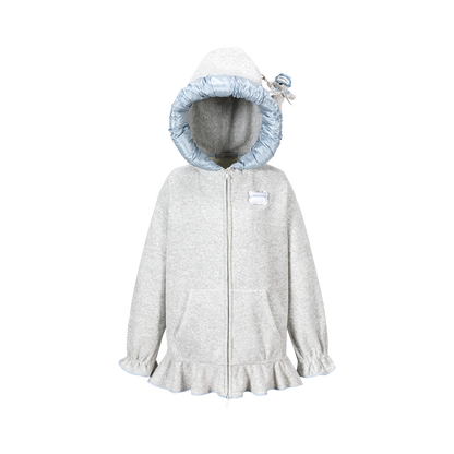 13DE MARZO Nighty Night Bear Lace Hoodie Grey
