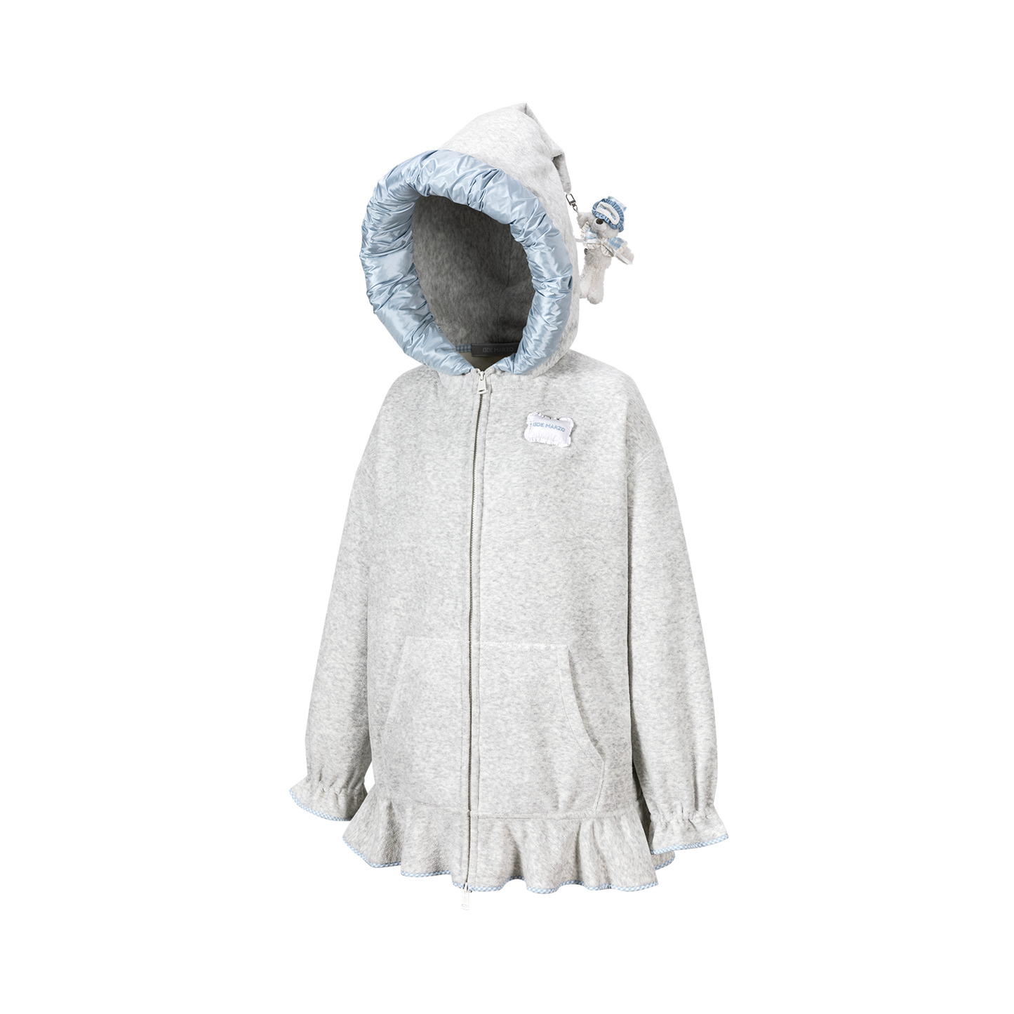 13DE MARZO Nighty Night Bear Lace Hoodie Grey
