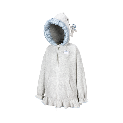 13DE MARZO Nighty Night Bear Lace Hoodie Grey