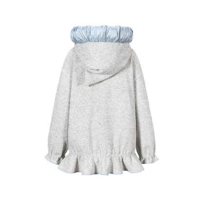 13DE MARZO Nighty Night Bear Lace Hoodie Grey