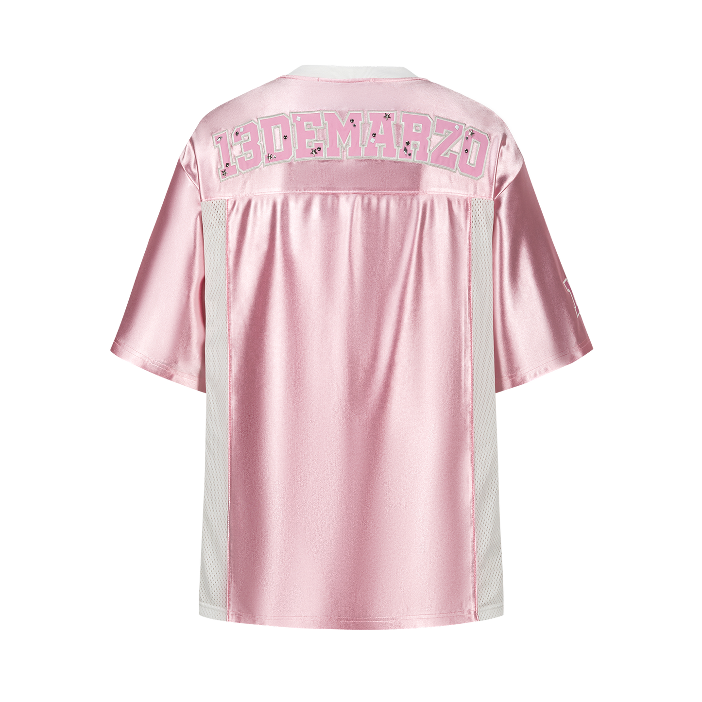 13DE MARZO Bear Cheerleader Satin Jersey T-shirt Pink
