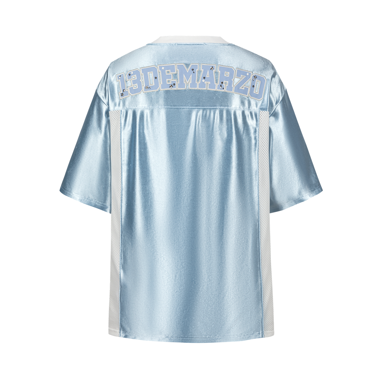 13DE MARZO Bear Cheerleader Satin Jersey T-shirt Blue