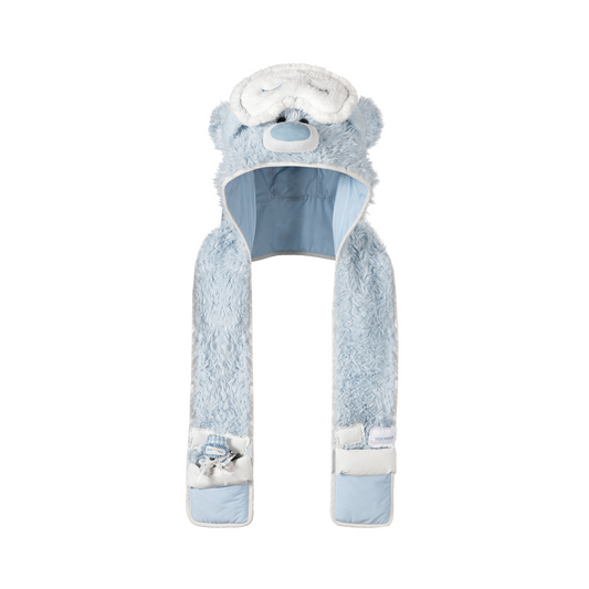 13DE MARZO Nighty Night Bear Hooded Scarf Blue
