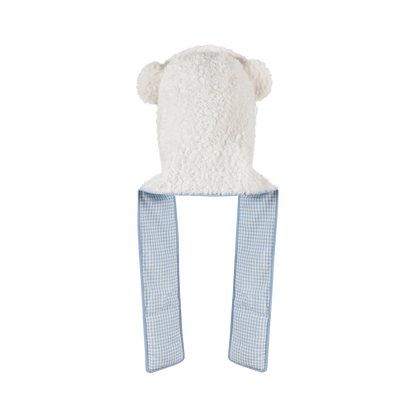 13DE MARZO Nighty Night Bear Hooded Scarf White