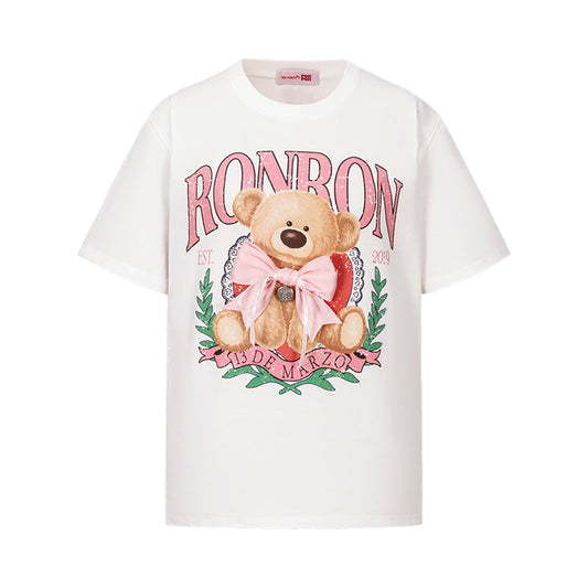 13DE MARZO x RONRON Bear Ribbon Tee White