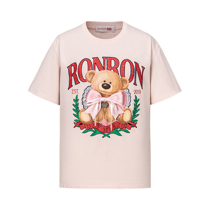 13DE MARZO x RONRON Bear Ribbon Tee Pink