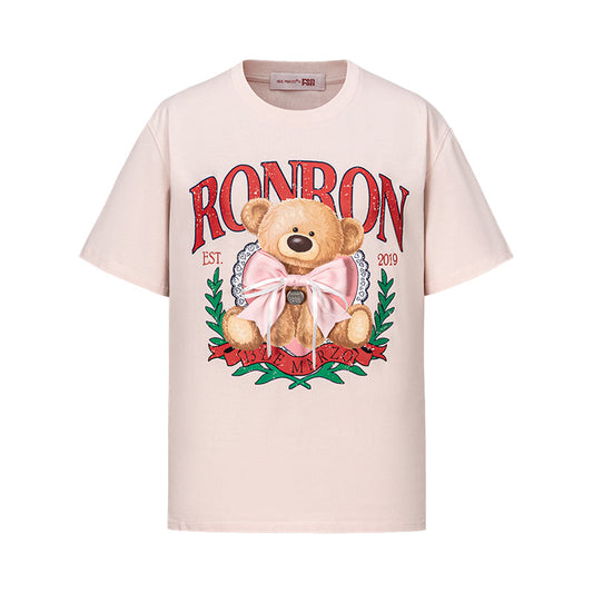 13DE MARZO x RONRON Bear Ribbon Tee Pink