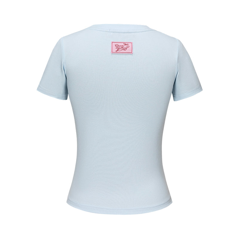 13DE MARZO x RONRON Bear Ribbon Slim Top Blue