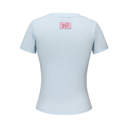 13DE MARZO x RONRON Bear Ribbon Slim Top Blue