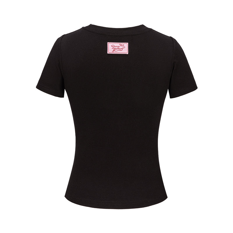 13DE MARZO x RONRON Bear Ribbon Slim Top Black