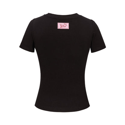 13DE MARZO x RONRON Bear Ribbon Slim Top Black