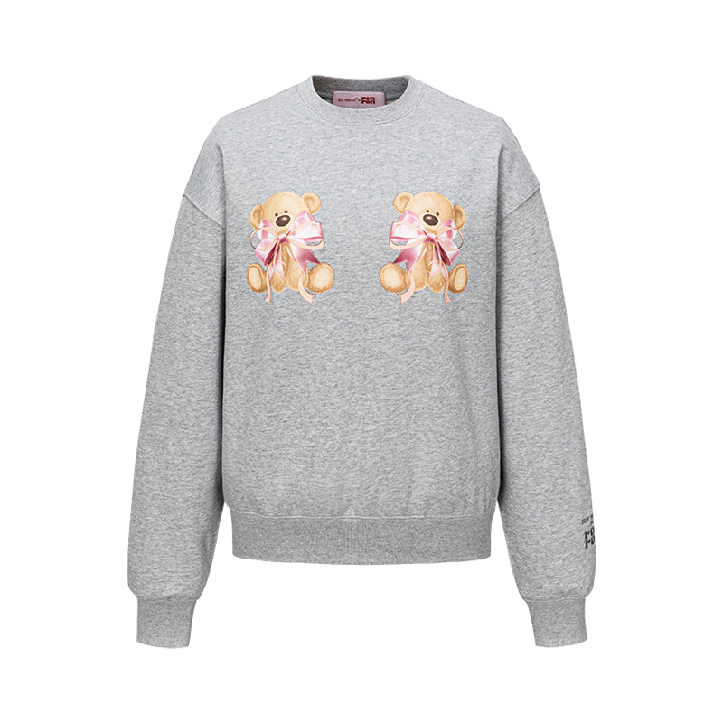 13DE MARZO x RONRON Double Ribbon Bear Sweater Grey