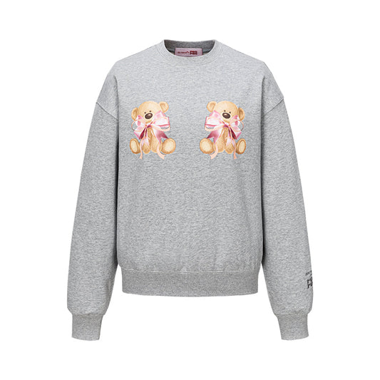 13DE MARZO x RONRON Double Ribbon Bear Sweater Grey