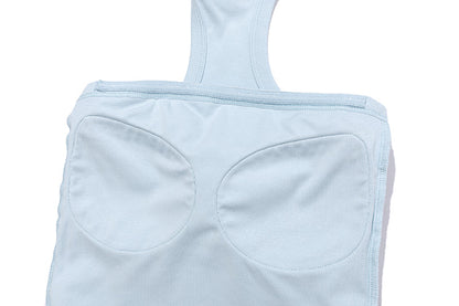 13DE MARZO Silver Foil Chain Print Bustier Top Blue