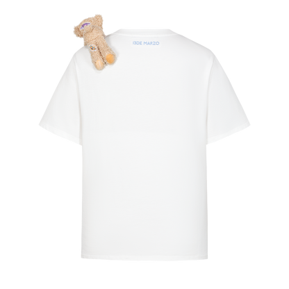 13DE MARZO Bear Stickers T-Shirt White