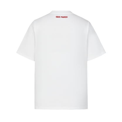 13DE MARZO Doozoo Checked Ribbon T-Shirt White