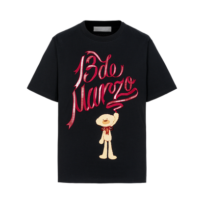13DE MARZO Doozoo Checked Ribbon T-Shirt Black