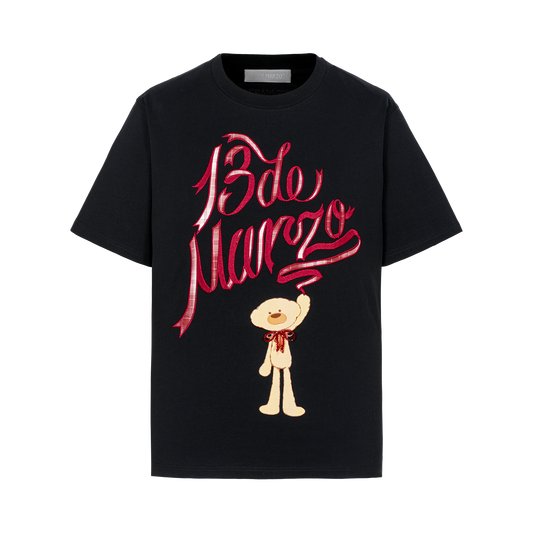 13DE MARZO Doozoo Checked Ribbon T-Shirt Black