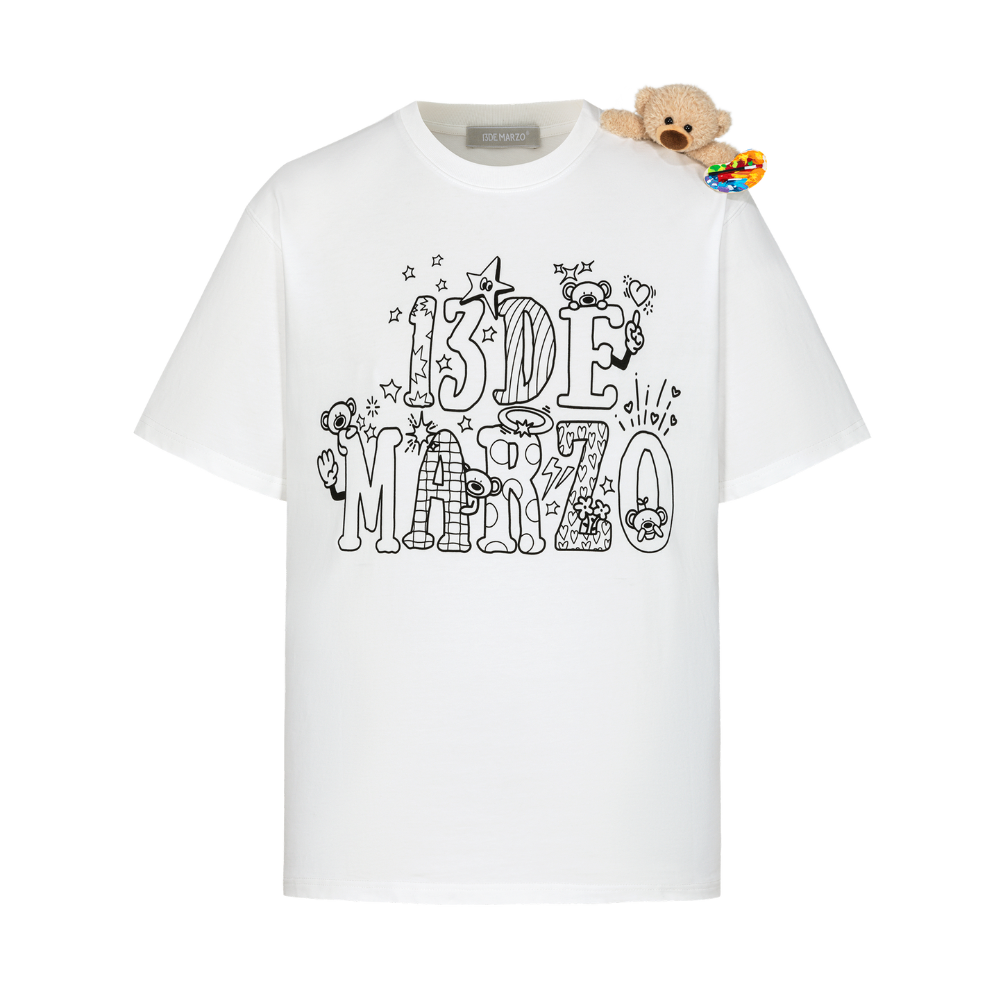 13DE MARZO DIY Colour-Fill T-Shirt White