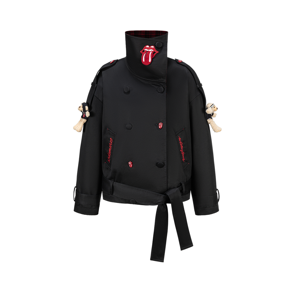13DE MARZO Rolling Stones Tongue Coat Black