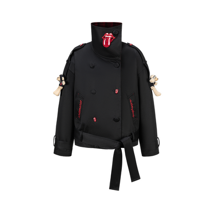 13DE MARZO Rolling Stones Tongue Coat Black