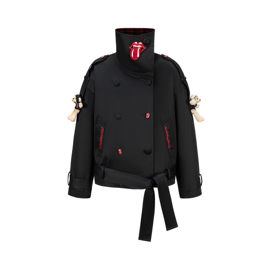 13DE MARZO Rolling Stones Tongue Coat Black