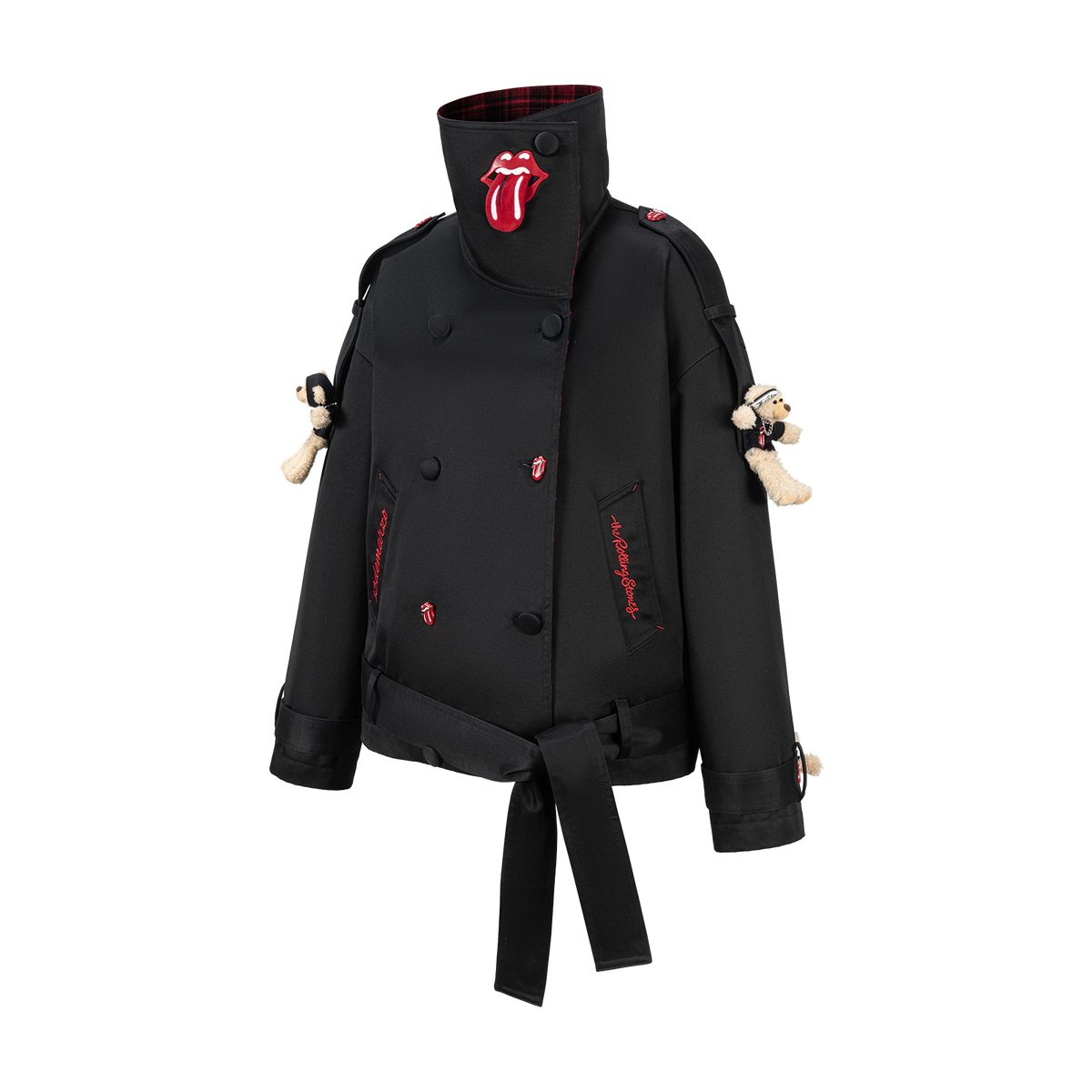 13DE MARZO Rolling Stones Tongue Coat Black