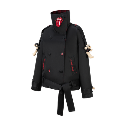 13DE MARZO Rolling Stones Tongue Coat Black