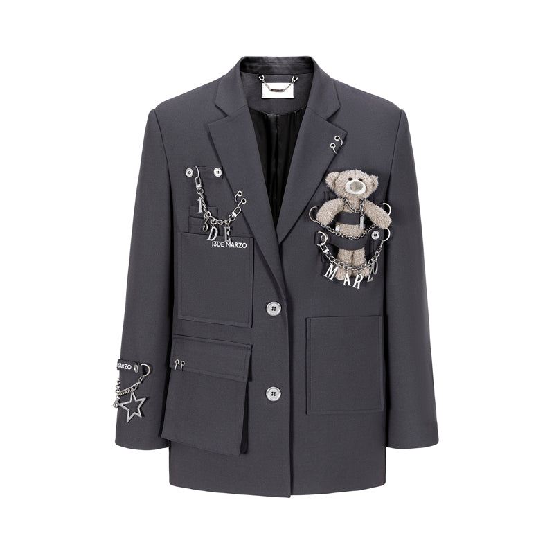 13DE MARZO Chains Multi-Pocket Suit Dark Grey
