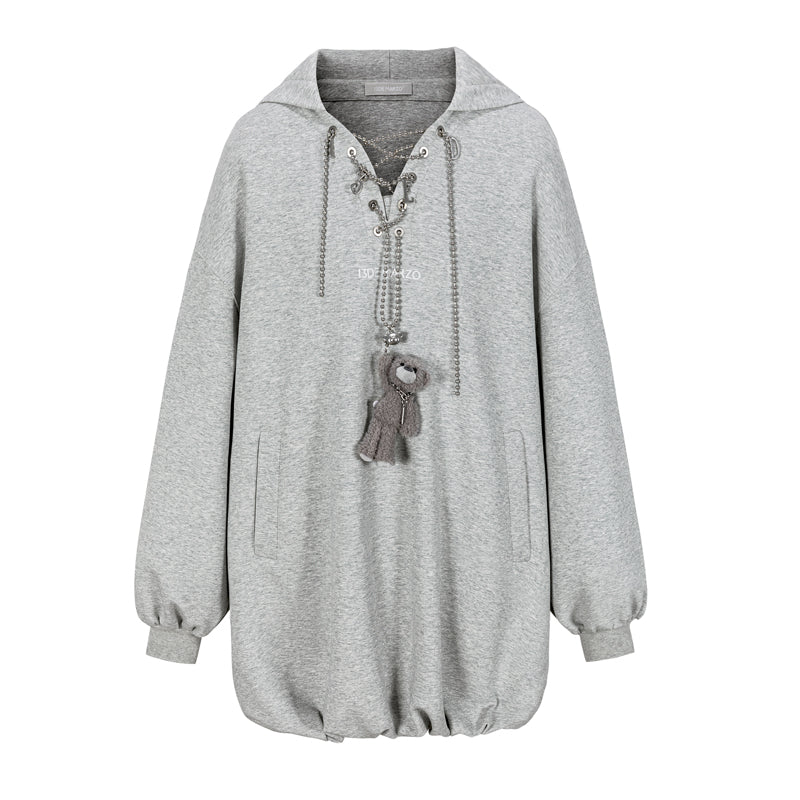 13DE MARZO Chains Hoodie Dress Grey