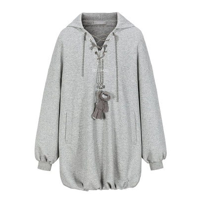 13DE MARZO Chains Hoodie Dress Grey