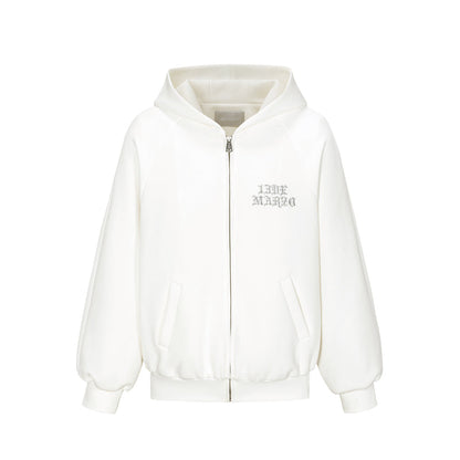 13DE MARZO Angel Devil Bear Zipped Hoodie White