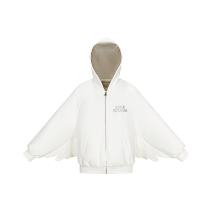 13DE MARZO Angel Devil Bear Zipped Hoodie White