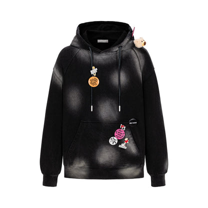 13DE MARZO Badge Retro Hoodie Black